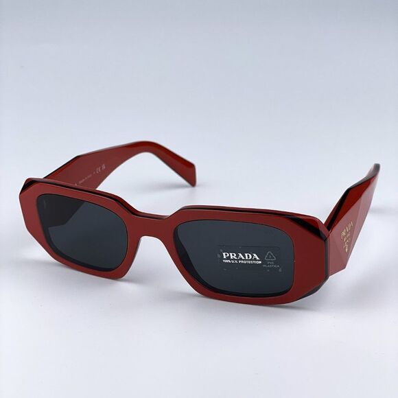 NEW Prada PR17WS 12N5S0 Orange Black Dark Grey Rectangle Unisex Sunglasses - Picture 6 of 12